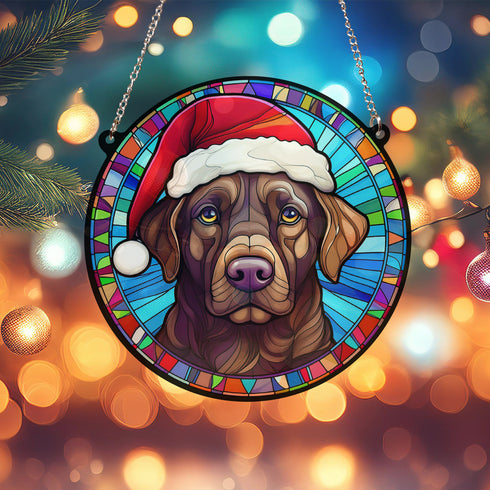 Labrador Chocolate Christmas Suncatcher